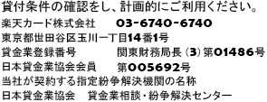 貸付条件の確認をし、計画的にご利用ください。