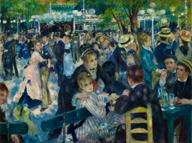 《ムーラン・ド・ラ・ギャレットの舞踏会》 1876年、油彩/カンヴァス、オルセー美術館 ©Musée d’Orsay, Dist. RMN-Grand Palais / Patrice Schmidt / distributed by AMF