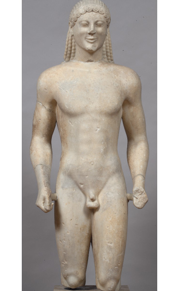 《クーロス像》前520年頃、アテネ国立考古学博物館蔵 ©The Hellenic Ministry of Culture and Sports- Archaeological Receipts Fund
