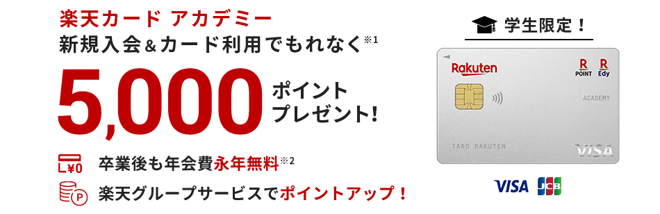 楽天カード アカデミー新規入会＆カード利用でポイントプレゼント！