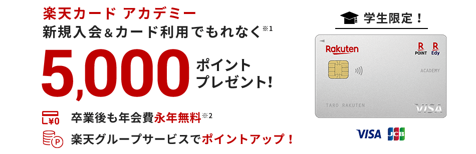 楽天カード アカデミー新規入会＆カード利用でポイントプレゼント！