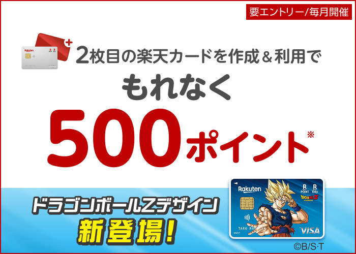 【要エントリー】2枚目の楽天カードを作成＆利用でポイント