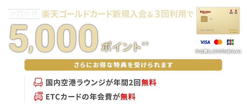 楽天ゴールドカード新規入会&利用でポイント
