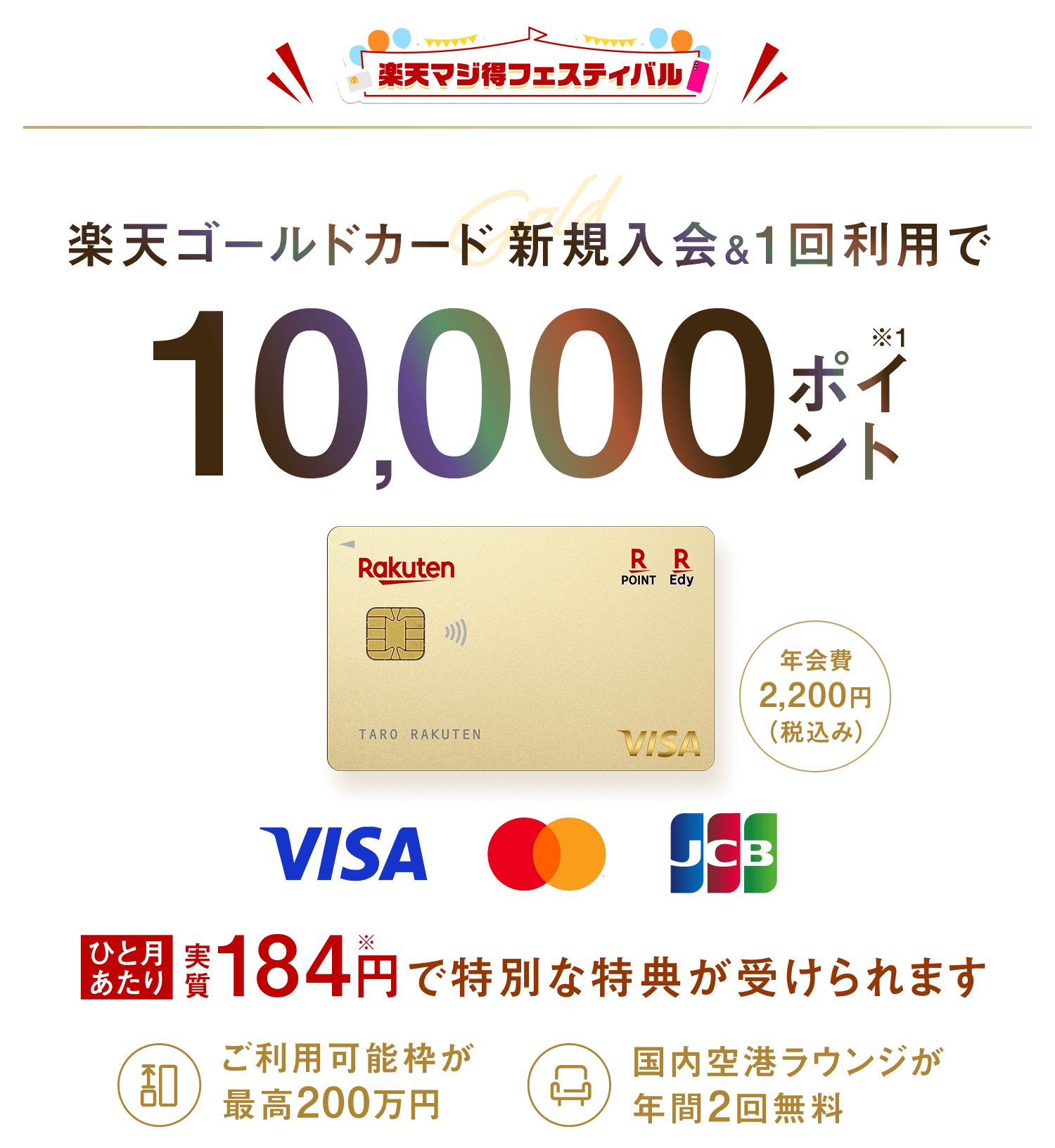 楽天ゴールドカード新規入会＆利用でポイント