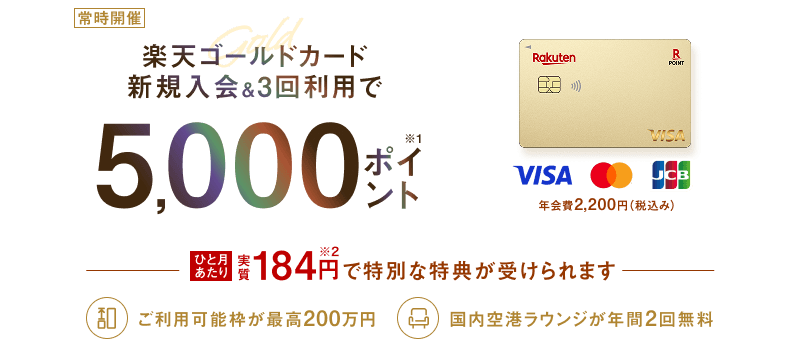 楽天ゴールドカード新規入会＆利用でポイント
