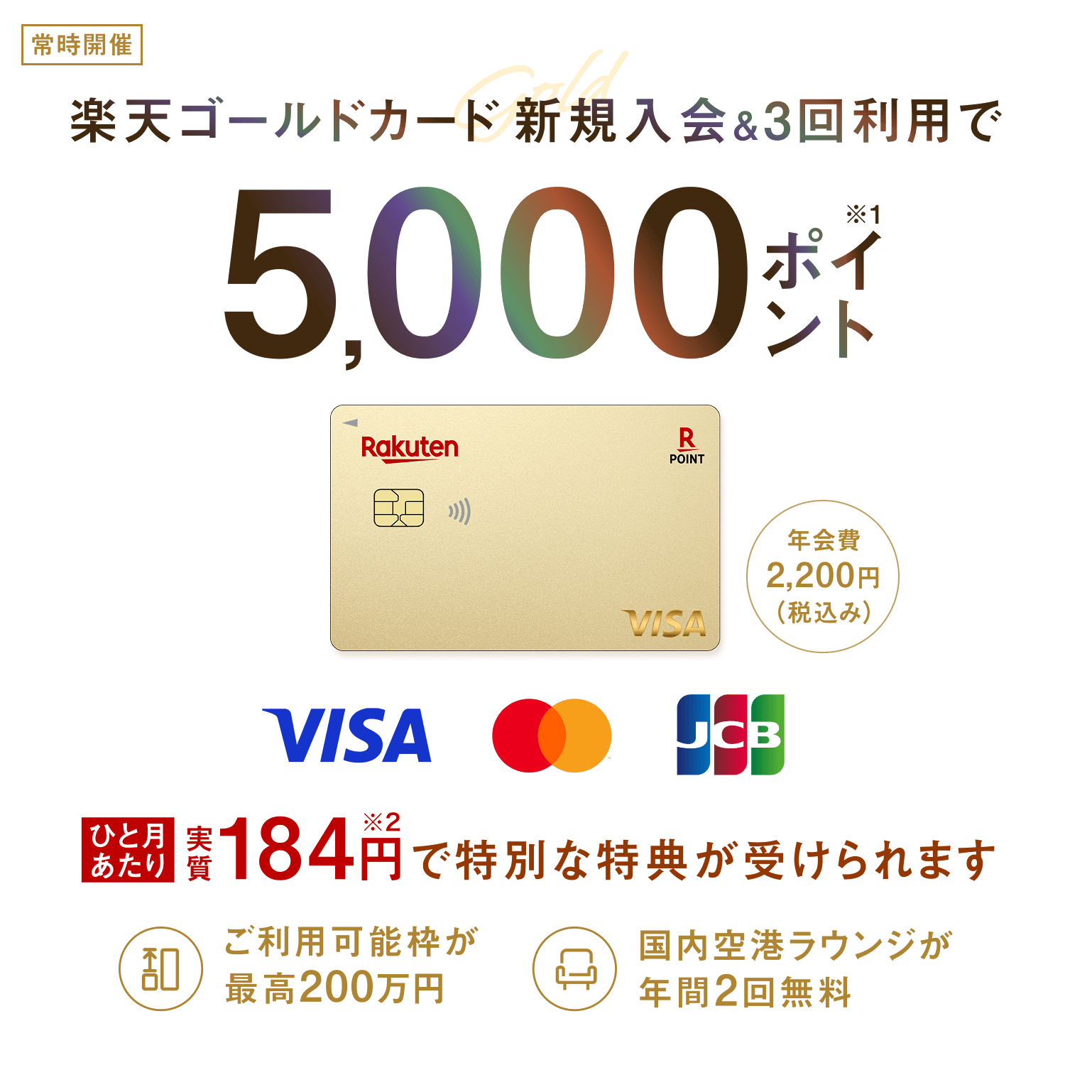 楽天ゴールドカード新規入会＆利用でポイント