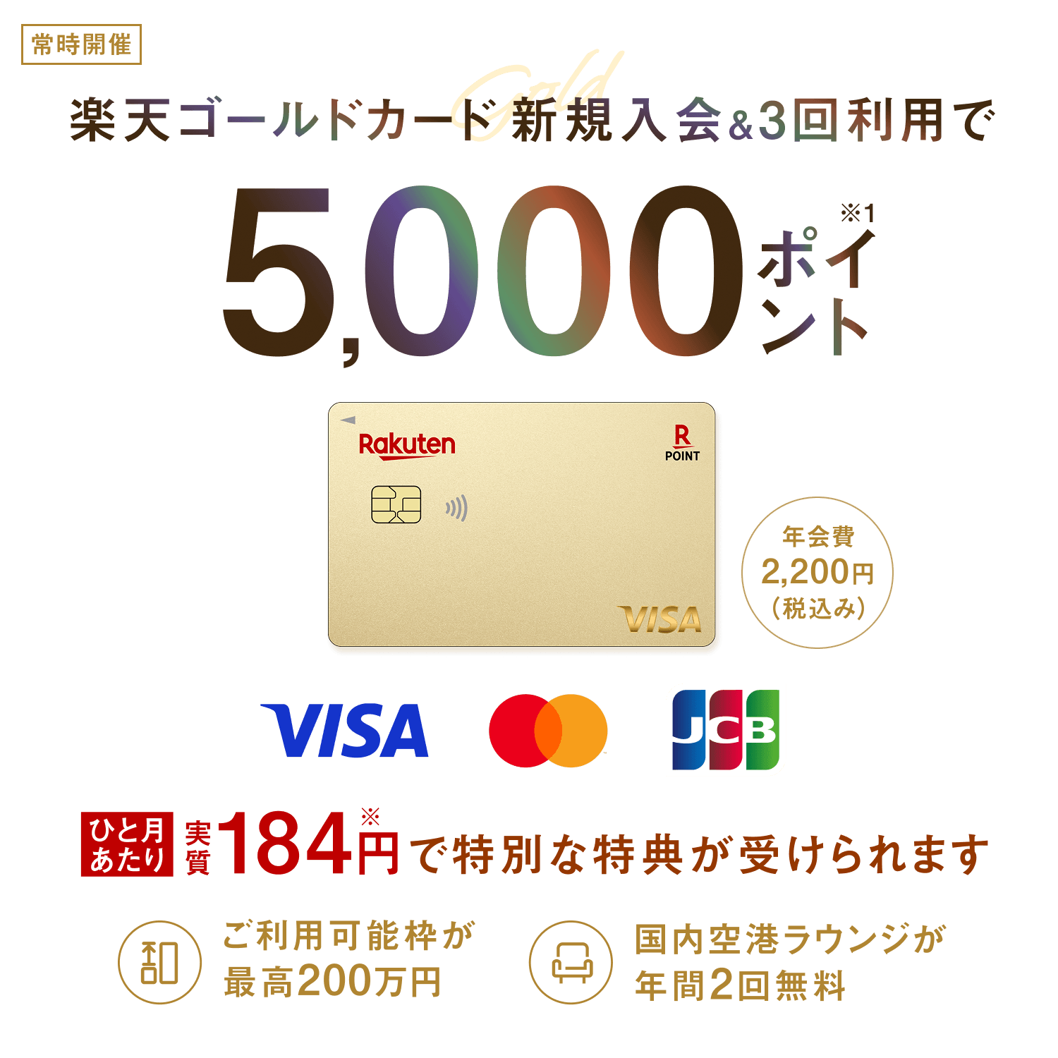 楽天ゴールドカード新規入会＆利用でポイント