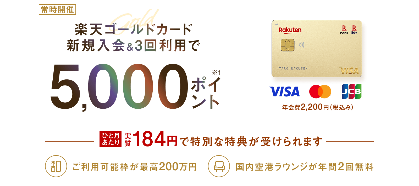 楽天ゴールドカード新規入会＆利用でポイント
