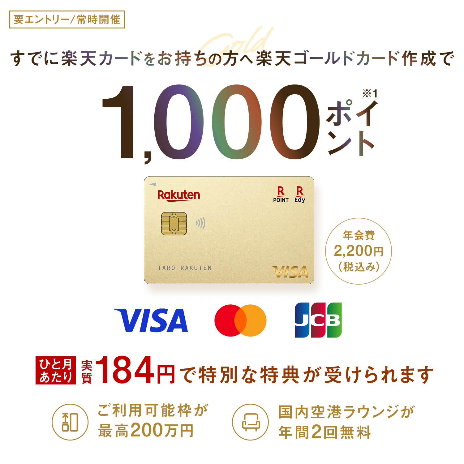 楽天ゴールドカード新規入会＆利用でポイント