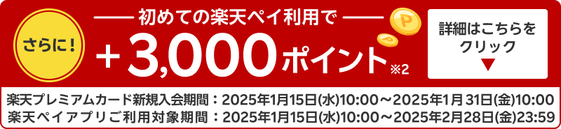 さらに！初めての楽天ペイ利用で3,000ポイント