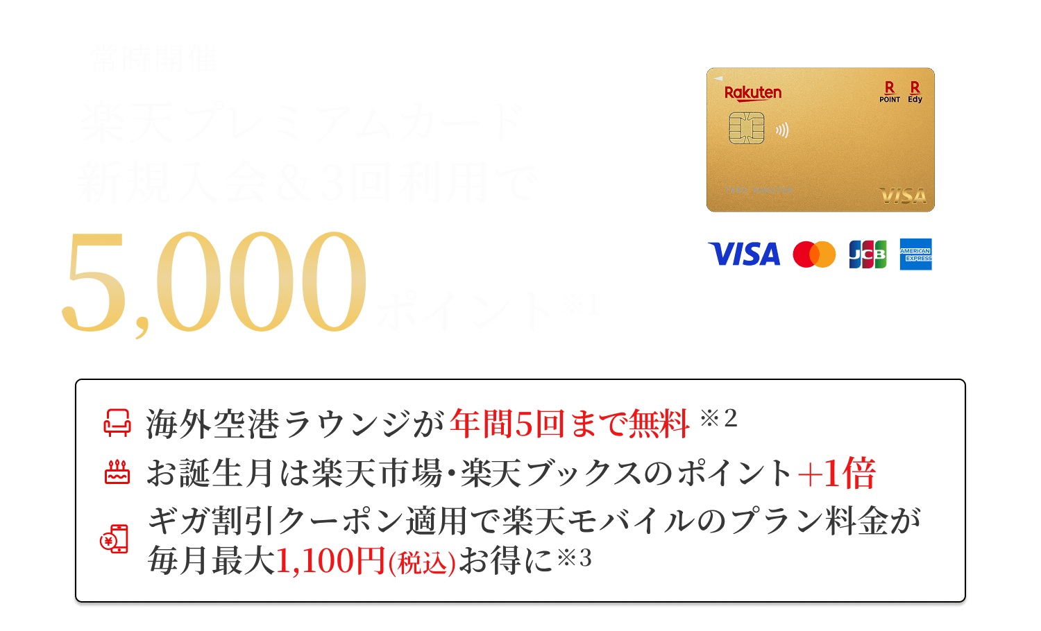 楽天プレミアムカード新規入会＆利用でポイント進呈