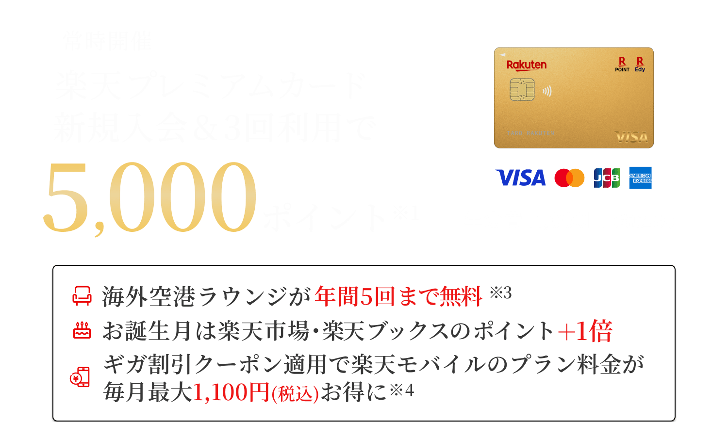 楽天プレミアムカード新規入会＆利用でポイント進呈