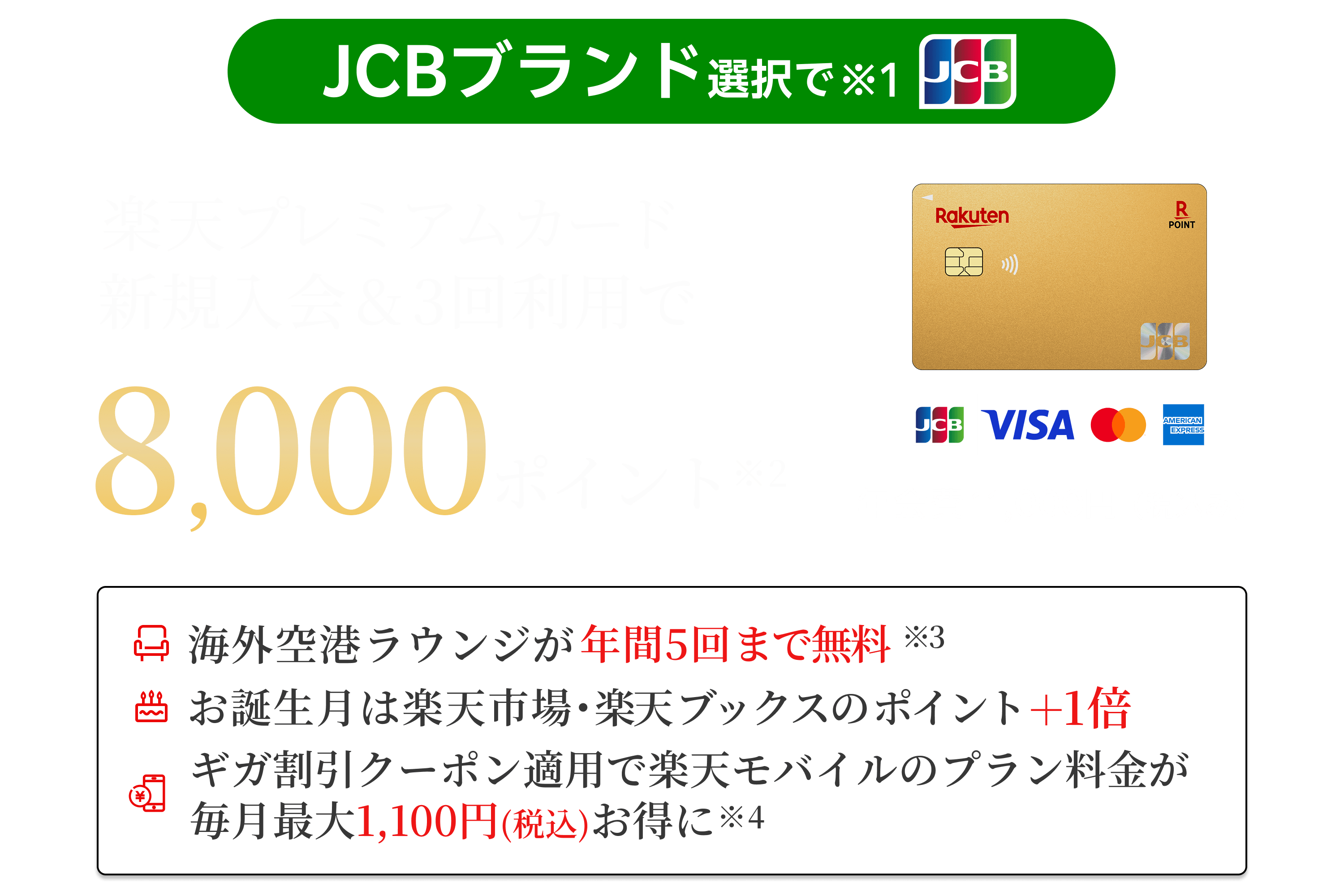 楽天プレミアムカード新規入会＆利用でポイント進呈