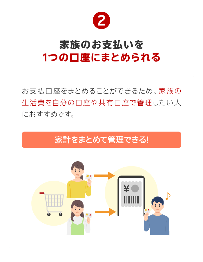 【メリット2】家族のお支払いを1つの口座にまとめられる