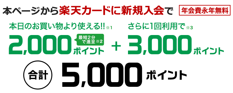 本ページから楽天カード新規入会で本日のお買い物より使えるポイントプレゼント