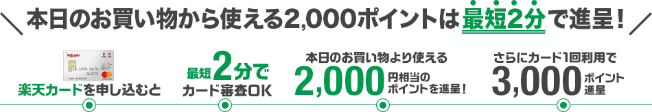 本日のお買い物から使える2,000ポイントは最短2分で進呈！