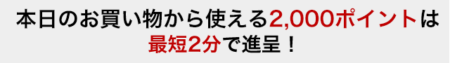 本日のお買い物から使える2,000ポイントは最短2分で進呈！