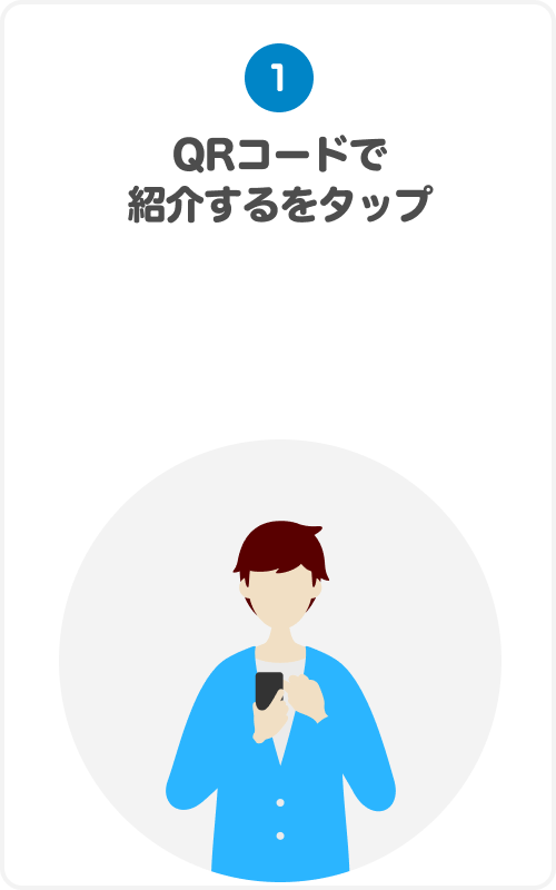①QRコードで紹介するをタップ