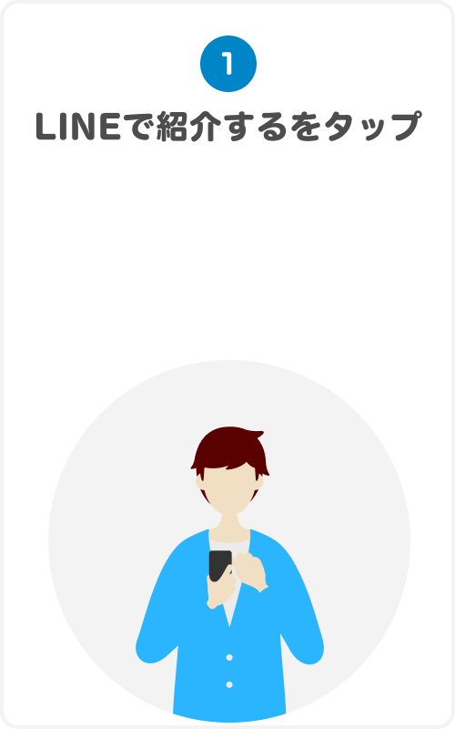 ①LINEで紹介するをタップ