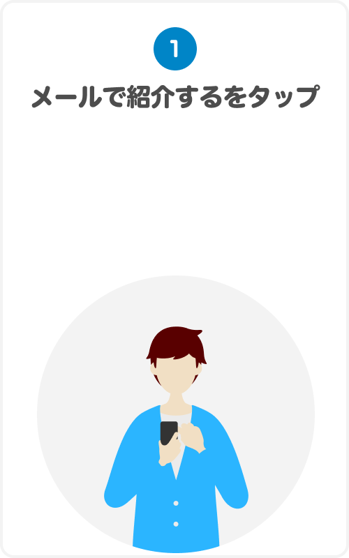 ①メールで紹介するをタップ