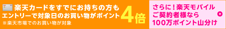 楽天カードをすでにお持ちの方もエントリーで対象日のお買い物がポイント4倍