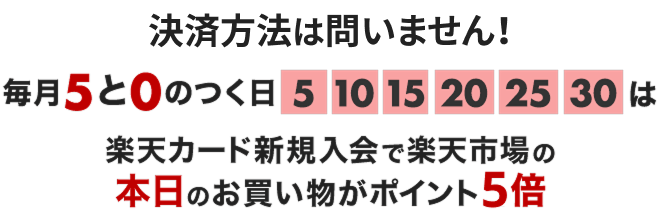 毎月5と0の付く日は楽天カード新規入会で楽天市場の本日のお買い物がポイント5倍