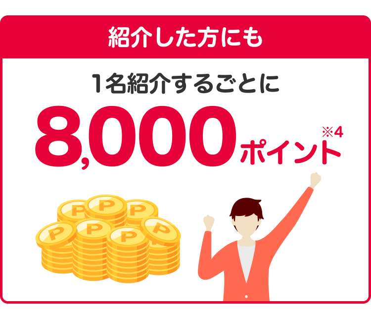 1名紹介するごとに8,000ポイント※4