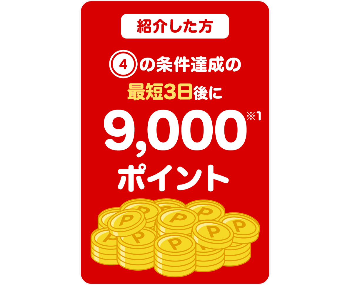 紹介した方④の条件達成の最短3日後に9,000ポイント