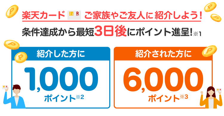 楽天カード 紹介キャンペーン 条件達成から最短3日後にポイント進呈！