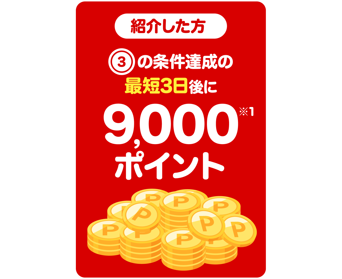 紹介した方④の条件達成の最短3日後に9,000ポイント