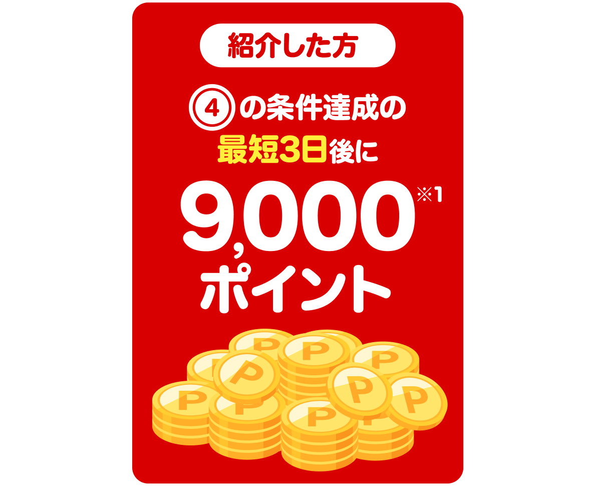 紹介した方④の条件達成の最短3日後に9,000ポイント