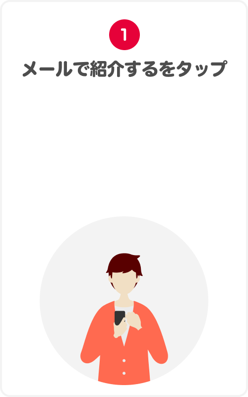 ①メールで紹介するをタップ
