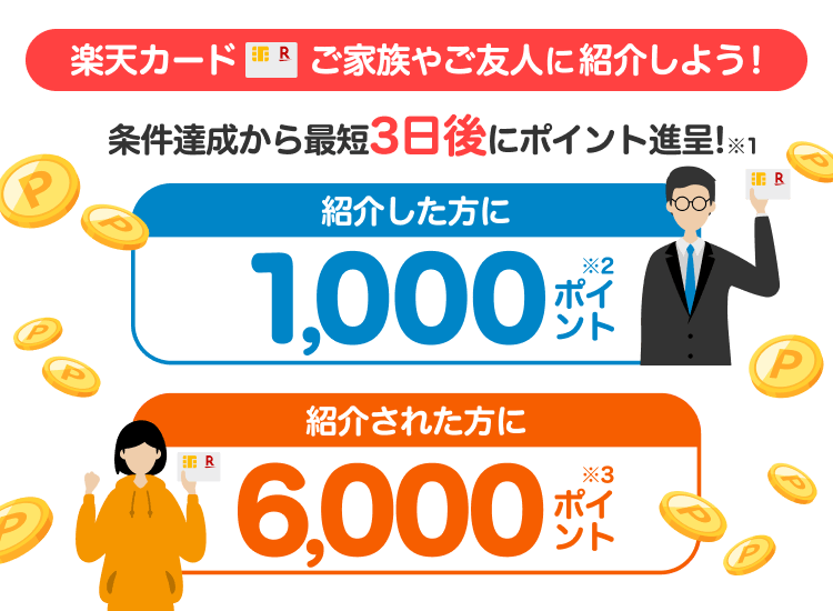 楽天カード 紹介キャンペーン 条件達成から最短3日後にポイント進呈！