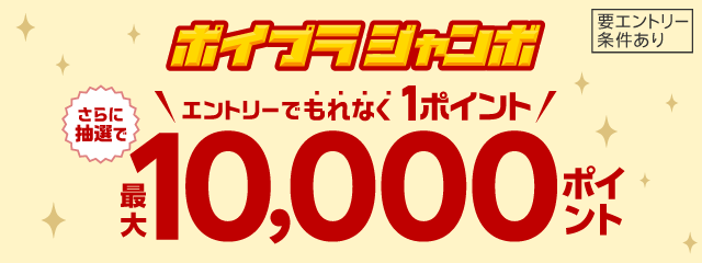 エントリーでもれなく1ポイント!抽選で最大10,000ポイント!