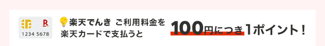 楽天でんき ご利用料金を楽天カードで支払うと100円につき1ポイント！