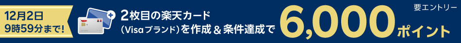 2枚目の楽天カード（Visaブランド）を作成＆条件達成で6,000ポイント/要エントリー/12月2日 9時59分まで