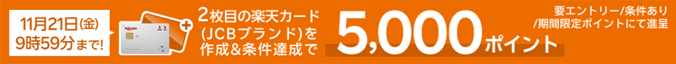 2枚目の楽天カード（JCBブランド）を作成＆10,000円以上のご利用で5,000ポイント