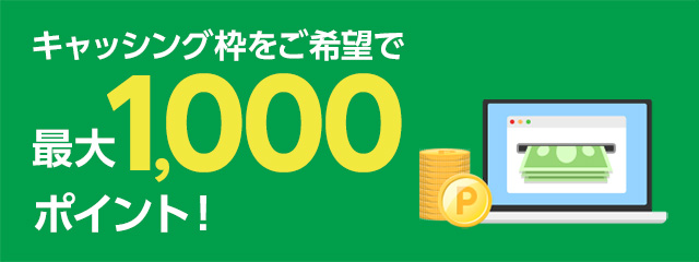 キャッシング枠をご希望で最大1,000ポイント！