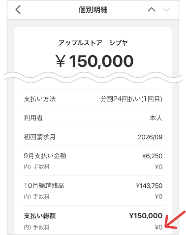 個別明細　アップルストアシブヤ　150,000円