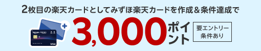 2枚目の楽天カードとしてみずほ楽天カードを作成&条件達成で3,000ポイント