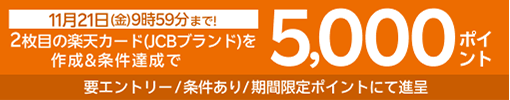 2枚目の楽天カード（JCBブランド）を作成＆10,000円以上のご利用で5,000ポイント
