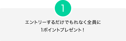 1.エントリーするだけでもれなく全員に1ポイントプレゼント!