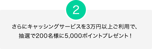 2.さらにキャッシングサービスを3万円以上ご利用で、抽選で200名様に5,000ポイントプレゼント!