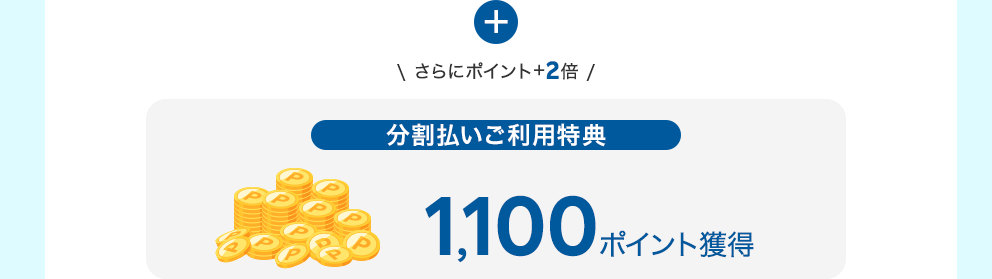 ＋ ＼さらにポイント＋2倍／ 分割払いご利用特典 1,100ポイント獲得