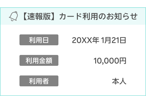 カード利用のお知らせのイメージ