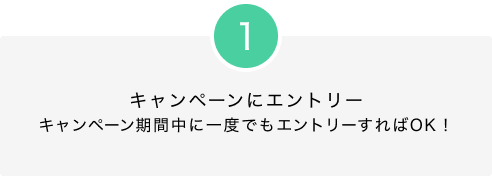 1.キャンペーンにエントリー キャンペーン期間中に一度でもエントリーすればOK！