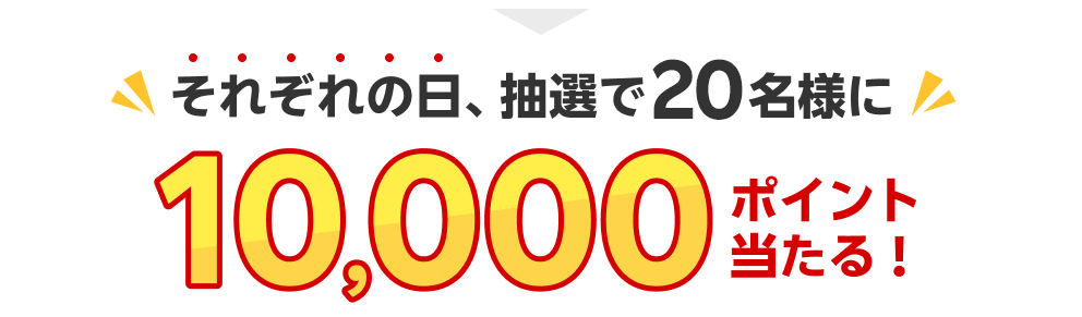 それぞれの日、抽選で20名様に10,000ポイント当たる！