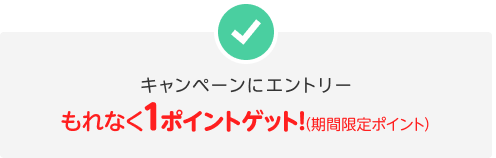 キャンペーンにエントリー もれなく1ポイントゲット！（期間限定ポイント）