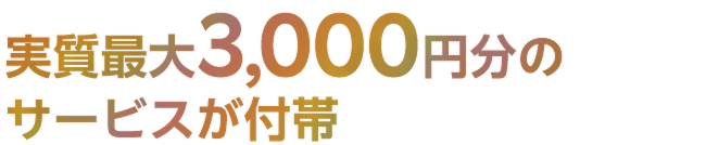 実質最大3,000円分のサービスが付帯