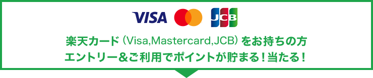 楽天カード（Visa,Mastercard,JCB）をお持ちの方 エントリー＆ご利用でポイントが貯まる！当たる！